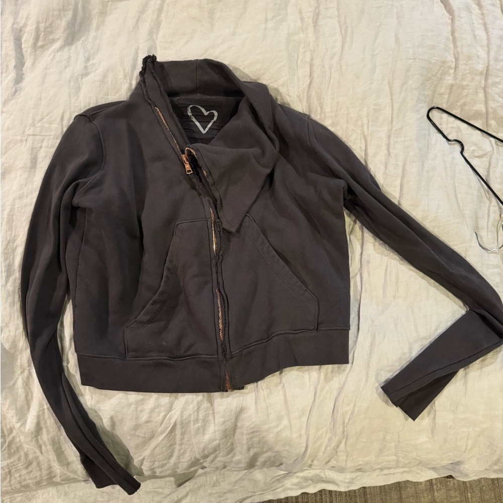 Frank & Eileen Charcoal Gray Zip-Up Blazer Jacket